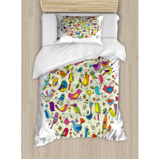 Vivid Little Birds Duvet Cover Set