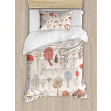 Pastel Various Mushrooms Duvet Cover Set