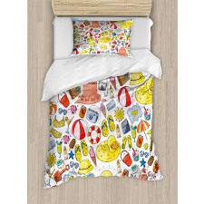 Vivid Summer Vacation Items Duvet Cover Set