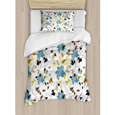 Colorful Flowers Leaf Duvet Cover Set