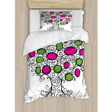 Pink Green Spring Tree Duvet Cover Set