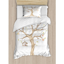 Apple Flying Birds Art Duvet Cover Set