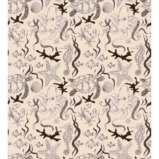 Octopus Crab Seahorse Duvet Cover Set