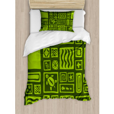 Tiki Pattern Aloha Doodling Duvet Cover Set