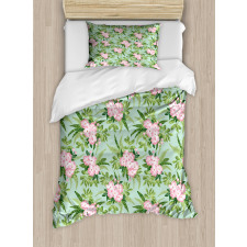 Hibiscus Blooming Bouquets Duvet Cover Set