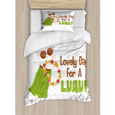 Day for a Luau Wording Ethnic Duvet Cover Set