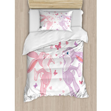 Bunnies Kissing in Air Duvet Cover Set