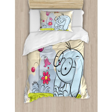 Rabbit Nature Tulips Duvet Cover Set