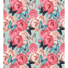 Peony Rose Butterflies Duvet Cover Set