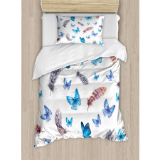 Feathers and Butterfly Duvet Cover Set