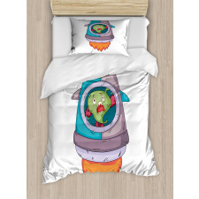 Monster Rocket Space Travel Duvet Cover Set