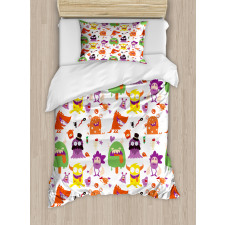 Monsters Animal Funny Cartoon Duvet Cover Set