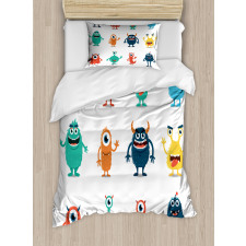 Colorful Monster Graphic Art Duvet Cover Set