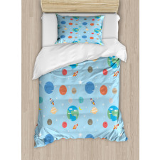 Colorful Galactic Elements Duvet Cover Set