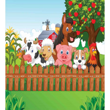 Farm Animals Mascots Duvet Cover Set