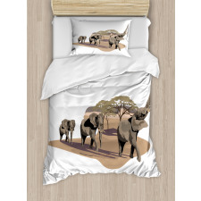 Elephants on Savannah Duvet Cover Set