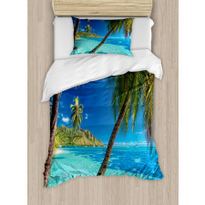Palm Trees Sea Beach Duvet Cover Set