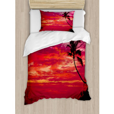 Tropical Island Beach Palms Duvet Cover Set