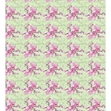 Pinkish Flower Silhouettes Duvet Cover Set