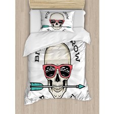 Hipster Skull Pop Art Duvet Cover Set