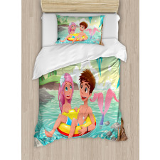 Cartoon Tropical Love Duvet Cover Set