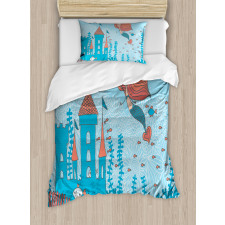 Cartoon Castle Corals Duvet Cover Set