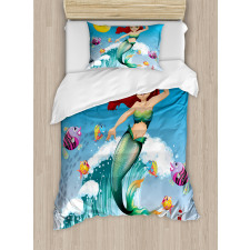 Wave with Cartoon Fish Duvet Cover Set