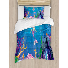 Cartoon Mermaid Fish Duvet Cover Set