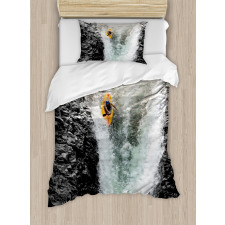 Cliffs Waterfall Canoe Duvet Cover Set
