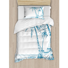 Palm Trees at Beach Duvet Cover Set