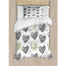 Sketched Hearts Duvet Cover Set