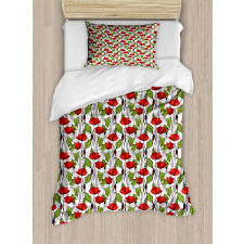 Close up View of Poppies Duvet Cover Set