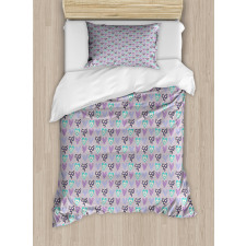 Romance Love Motifs Dots Duvet Cover Set