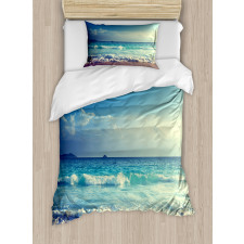 Beach Sunset Waves Duvet Cover Set