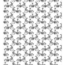 Monochrome Bicycles Pattern Duvet Cover Set