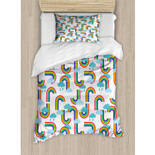 Rainbow and Clouds Pattern Duvet Cover Set