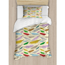 Bohemian Feathers Pattern Duvet Cover Set