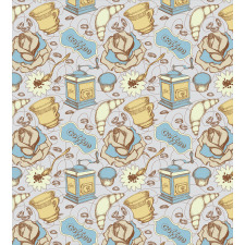 Sketchy Croissants Roses Duvet Cover Set