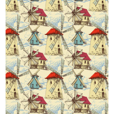 Sketchy Wind Mill and Clouds Duvet Cover Set