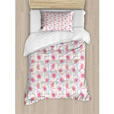 Top View Colorful Flowers Duvet Cover Set