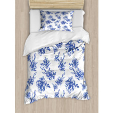 Blue Peonies Blossom Art Duvet Cover Set