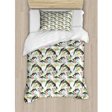 Toucans on Tropical Flora Duvet Cover Set