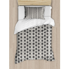 Checkered Striped Motif Duvet Cover Set