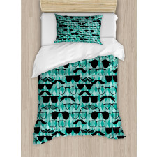 Mustache and Glasses Manly Duvet Cover Set