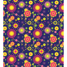 Flowers in Childish Pattern Duvet Cover Set