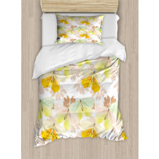 Soft Butterflies and Leaves Duvet Cover Set