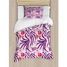 Huge Leaves and Flowers Art Duvet Cover Set