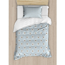 Soft Flora on Polka Dots Duvet Cover Set