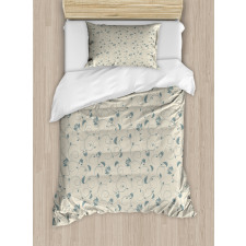 Leafy and Floral Curlicue Duvet Cover Set