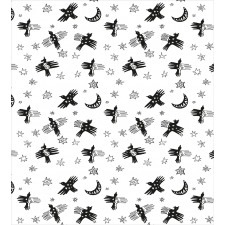 Abstract Birds Stars Crescent Duvet Cover Set